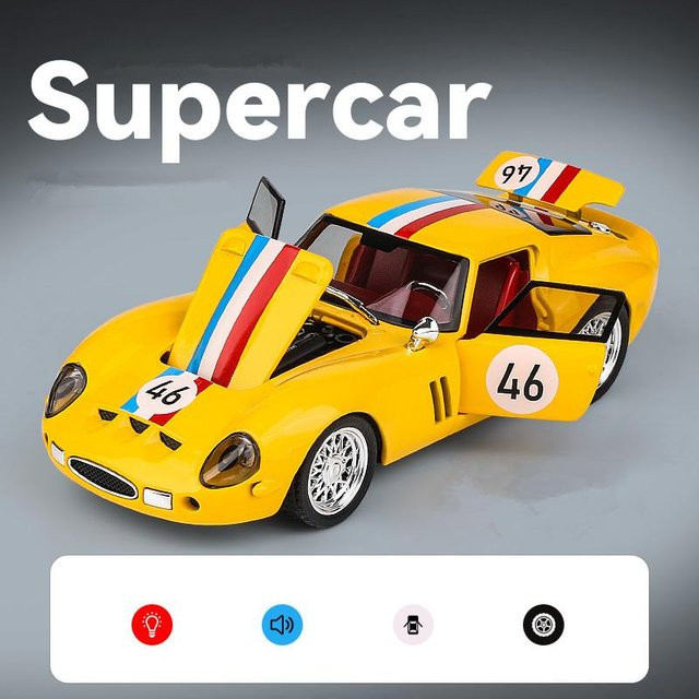 Linyi toy car 250 Gto Sportwagen Modell, 1:32, Metall, mit Licht und Sound, ab 14 Jahren - Bild 1