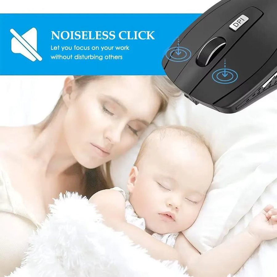 KAFNHCKA Kabellose Bluetooth-Maus in Blau, 3-stufig verstellbare optische Maus mit USB-Empfänger und geräuschloser Funktion für Laptop und Computer - Bild 4