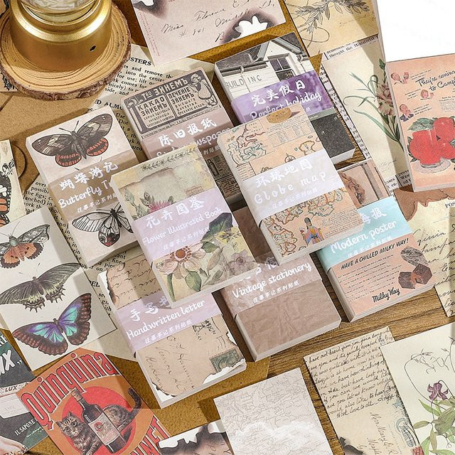 60-teiliges Retro-Bastelpapier-Set in Multicolour mit klassischen Vintage-Designs und matten Texturen für Scrapbook und Collage - Bild 1