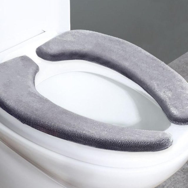 WTEMPO Toilettenunterlage aus weichem Samt in Grau, wasserdichte und waschbare Toilettenauflage für alle Jahreszeiten, 1 Paar - Bild 1