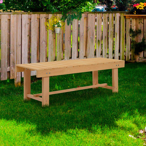 Outsunny Gartenbank 2-Sitzer aus Tannenholz in Naturholz Braun, B/T/H: 110 x 38 x 35 cm - Bild 2