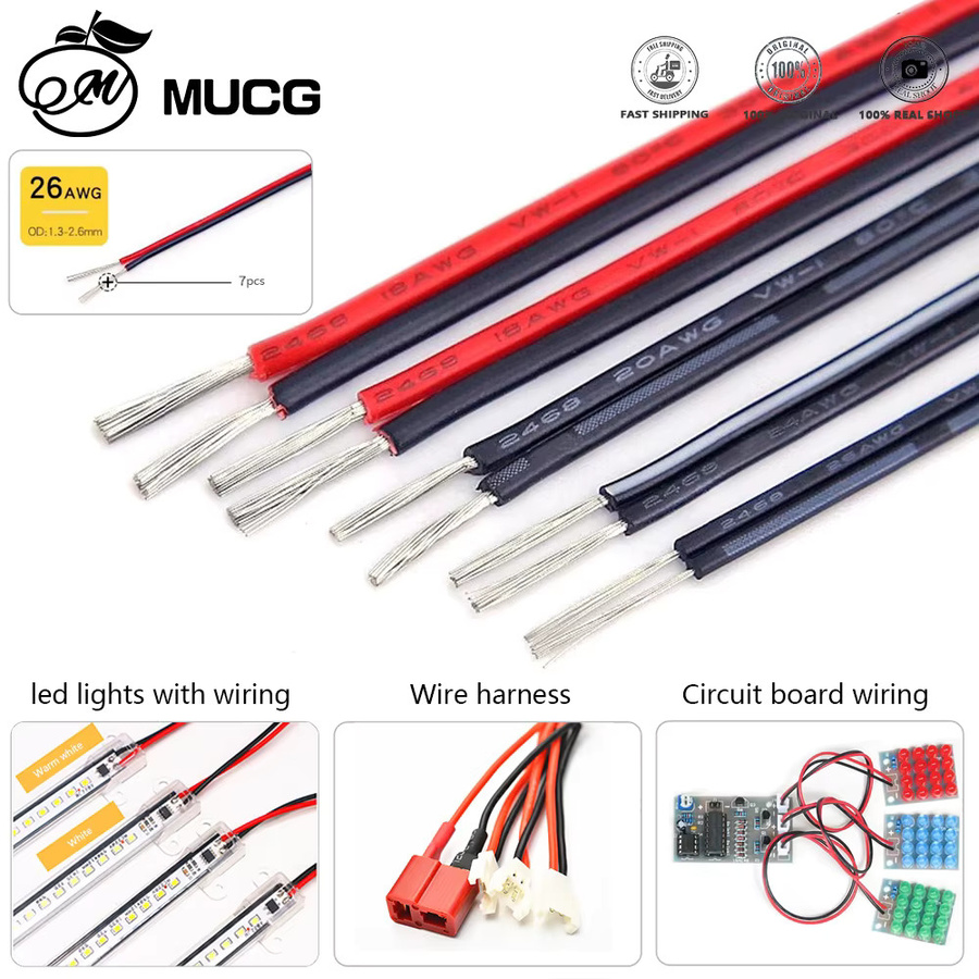 MUCG 2-Pin-Kabel Rot Schwarz Weiche Elektrische Leitungen für LED-Lichtstreifen und Audio-Elektronik 5V 9V 12V - Bild 4