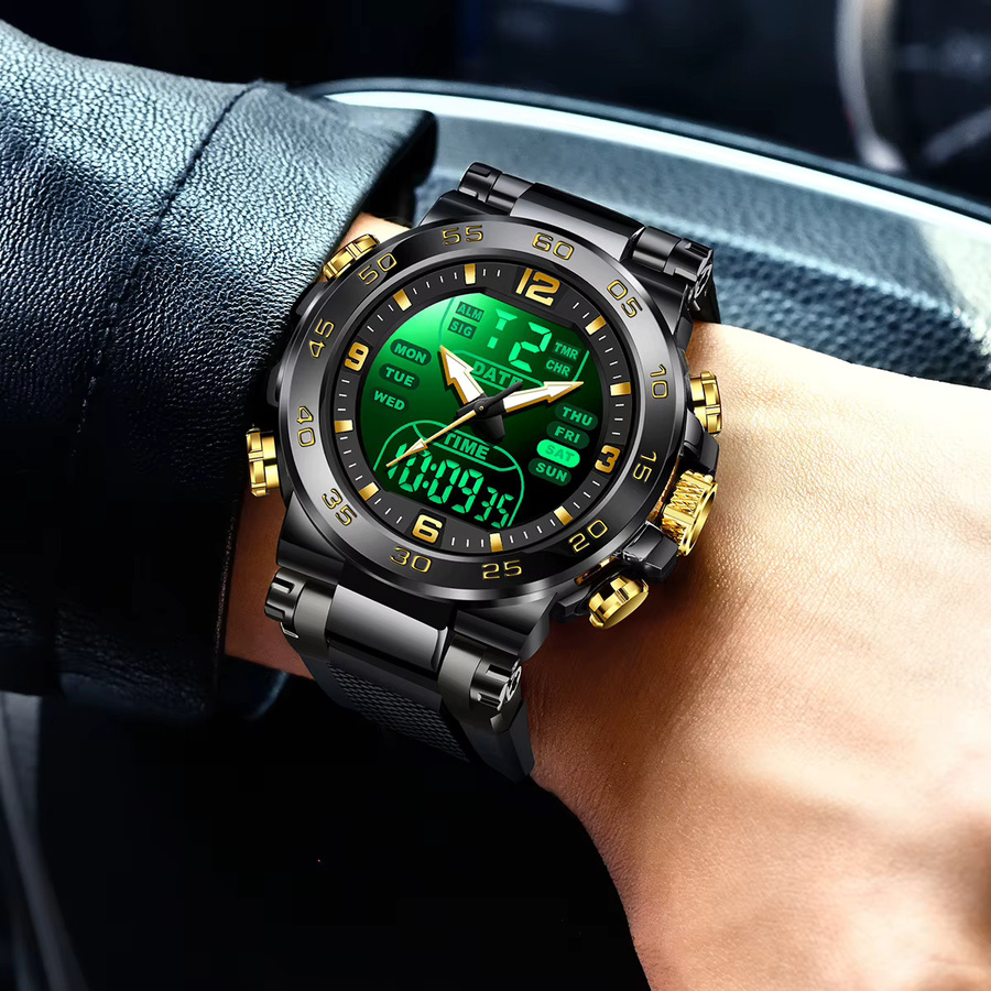 Foxbox Armbanduhr Quarz, Digitaluhr, Schwarz, Herren, Wasserdicht - Bild 3
