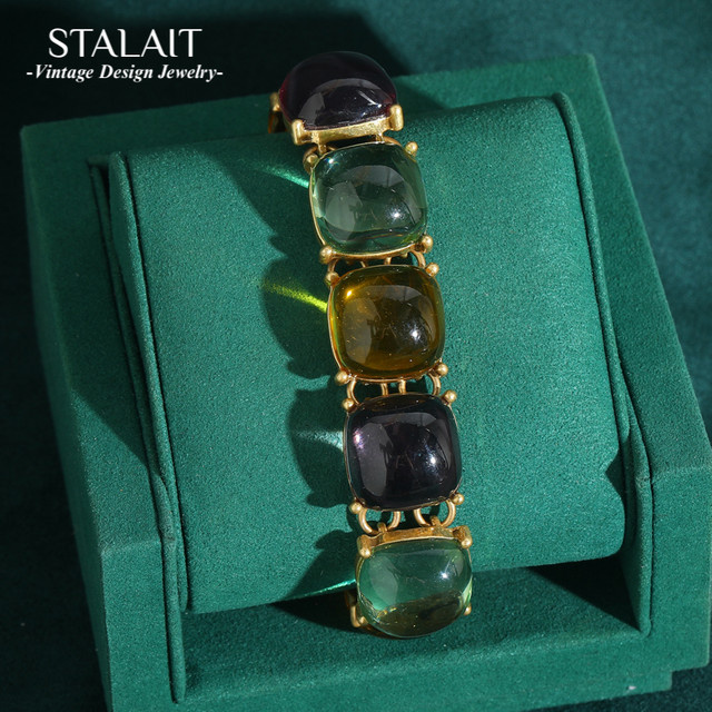 STALAIT Armband, 18 Karat vergoldet, Bernstein, Bunt, Klassisch - Bild 1