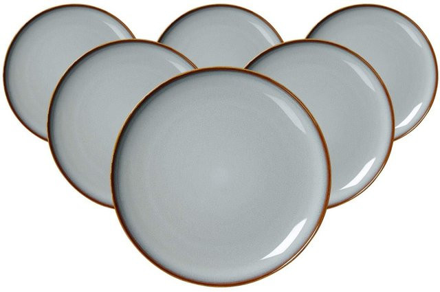 Ritzenhoff & Breker Dessertteller Portofino aus Keramik, Grau, 6er Set, Durchmesser: 20,5 cm - Bild 1