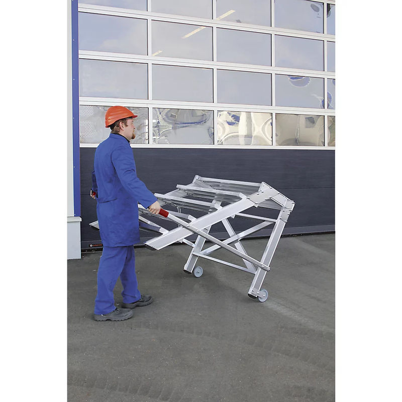 Günzburger Steigtechnik MUNK 50014 Aluminium Plattformleiter fahrbar Silber mit 5 Stufen und 60 cm Stufenbreite, maximale Arbeitshöhe: 3 m - Bild 4