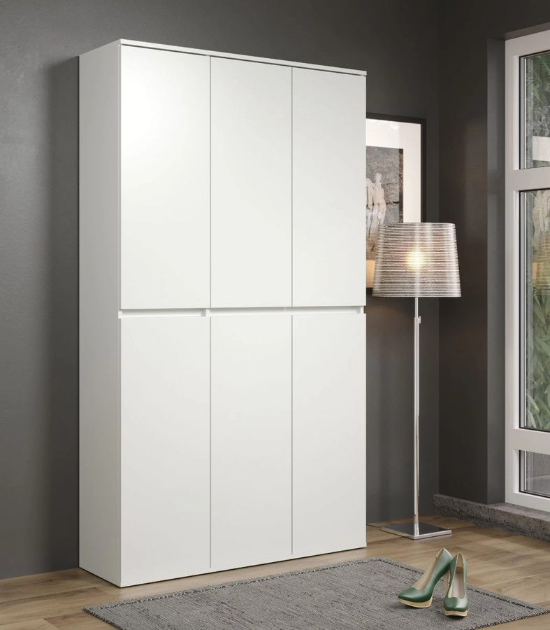 Garderobenschrank Metro in Weiß, 6-türiger Schuhschrank mit Push-to-Open, B/T/H: 111 x 34 x 191 cm - Bild 2