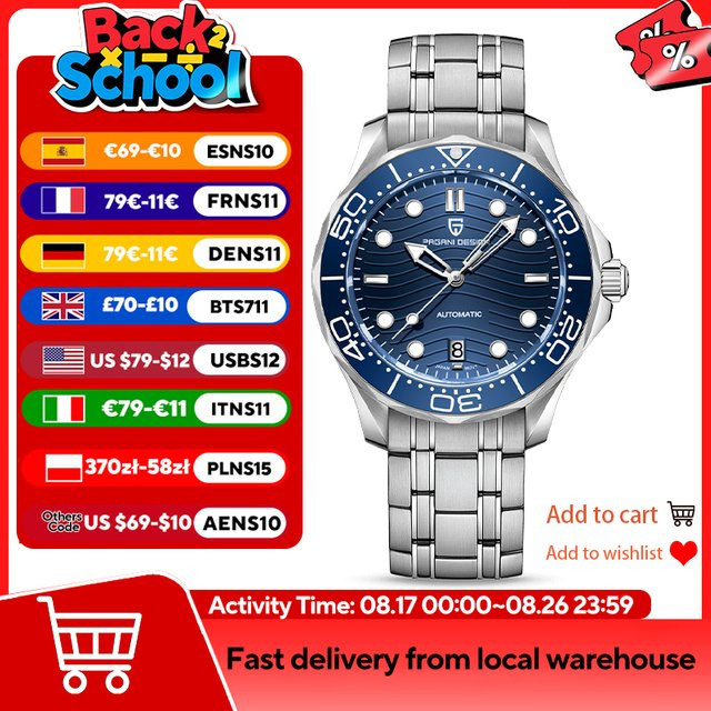 PAGANI DESIGN Armbanduhr, Automatik, Edelstahl, Saphirglas, Blau, Herren - Bild 1
