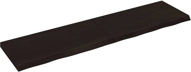 vidaXL Wandregal aus Eichen-Massivholz in Dunkelbraun im rustikalen Stil, Breite: 200 cm, Tiefe: 50 cm, Höhe: 2-6 cm - Bild 1