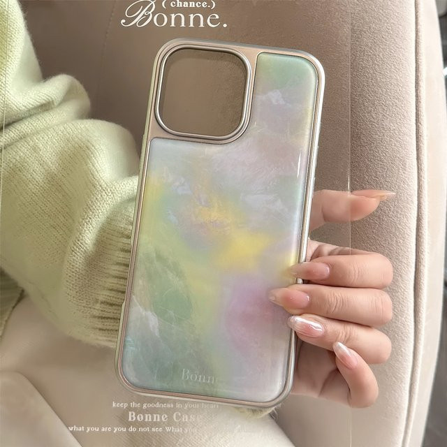 Stoßfeste Handyhülle mit Marmormuster und Farbverlauf für iPhone 17, 16, 15, 14, 13, 12 Pro Max in Multicolour mit Tropfenkleberbeschichtung - Bild 1