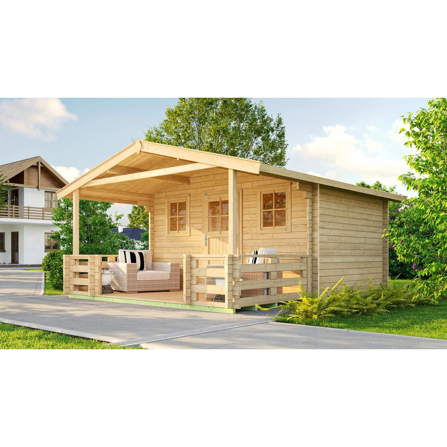 WEKA Gartenhaus 135 B Gr.2 in Beige mit Satteldach und Blockbohlenbauweise, B/H/T: 460 x 262 x 590 cm - Bild 2