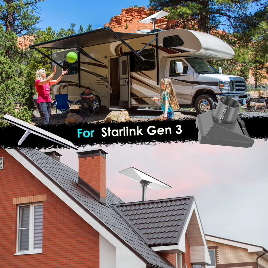 Montagesatz für Starlink Gen 3 Rohradapter aus Aluminiumlegierung für 1–2 Zoll Stangen mit Dachhalterung und Montageplattenbasis - Bild 6