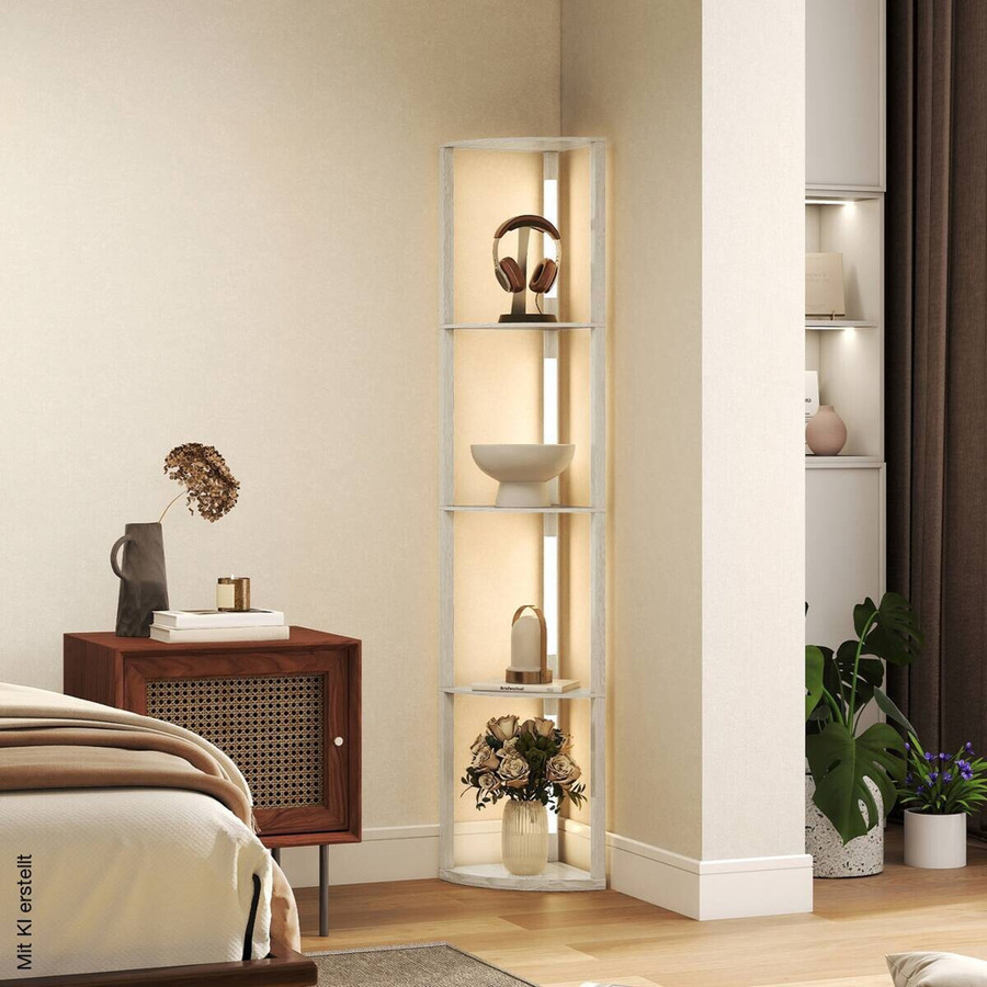 HOMCOM Stehleuchte aus Eiche in Braun mit verstellbarem LED-Licht für dein Wohnzimmer, B/H/T: 29,5 x 163,5 x 41 cm - Bild 2
