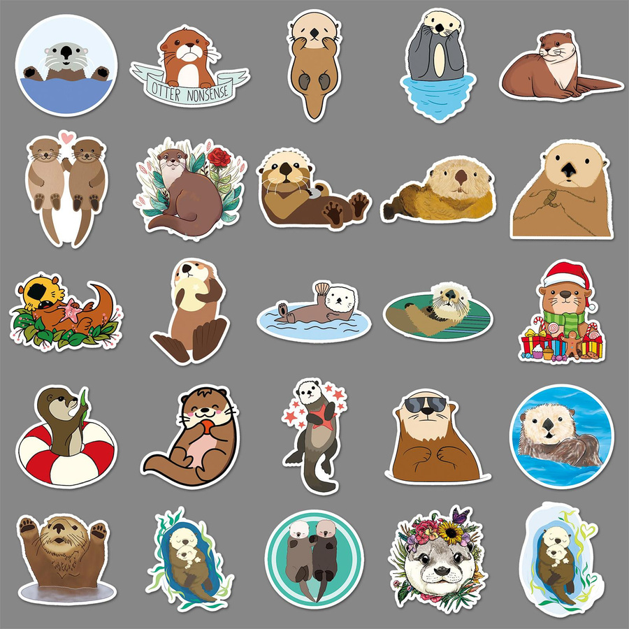 Otter Doodle Cartoon Tier Aufkleber 50-teiliges Set multicolour - Bild 2