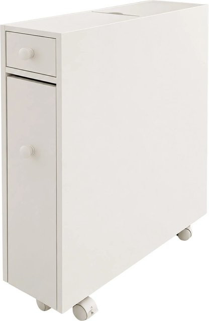 Relaxdays Nischenschrank Weiß Rollbar mit Schublade und Regalfächern, B/T/H: 48,0 x 16,0 x 62,0 cm - Bild 1