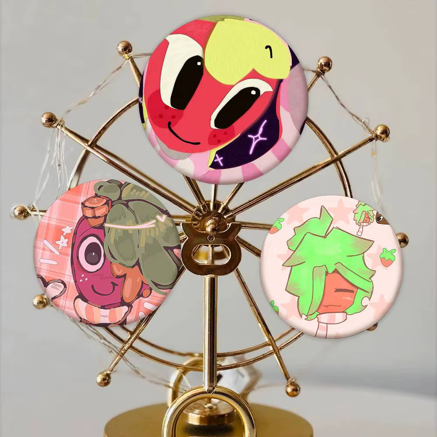 Mesuca Brosche, Emaille-Pin, Cartoon-Stil, rund - Bild 4