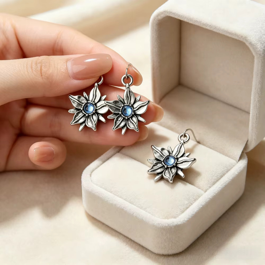 Ximia Ohrringe Schneeglöckchen-Blumen, Kristall, Silber, Damen, Ethno - Bild 3