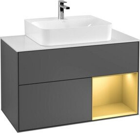 V&B Waschtischunterschrank Finion 100 in Anthrazit mit Regalboden, Breite: 100 cm, Höhe: 50,1 cm, Tiefe: 50,1 cm - Bild 1
