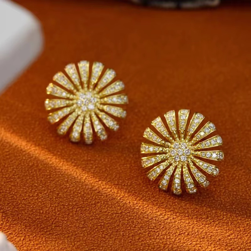 Huitan Ohrstecker, Goldfarbe, Zirkonia, Damen - Bild 2