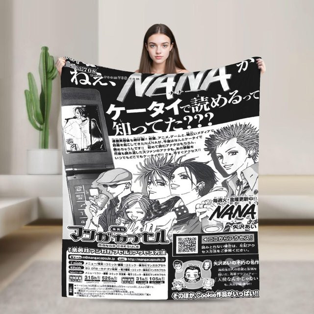 Nana Anime Kuschelige Flanell-Tagesdecke für Kinder und Erwachsene, Mehrfarbig, B/T: 75 x 90 cm - Bild 1