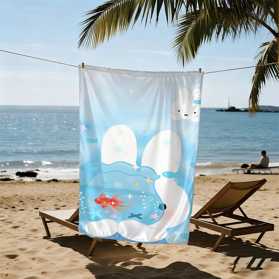 Miffy Handtuch mit Cartoon-Motiv, schnell trocknend und weich, ideal für Strand, Pool, Dusche und Sport - Bild 3