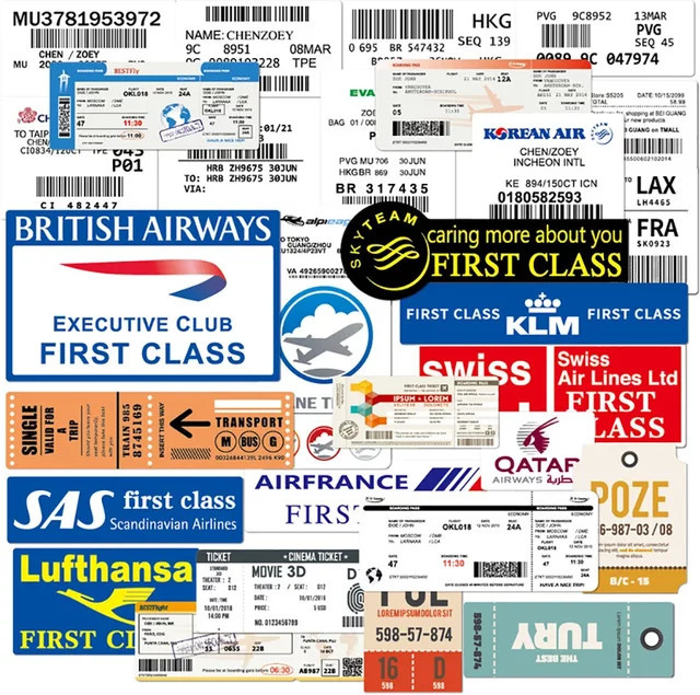 GOGOTU Boarding Pass Flugtickets Graffiti Aufkleber, 30-teiliges Set - Bild 1
