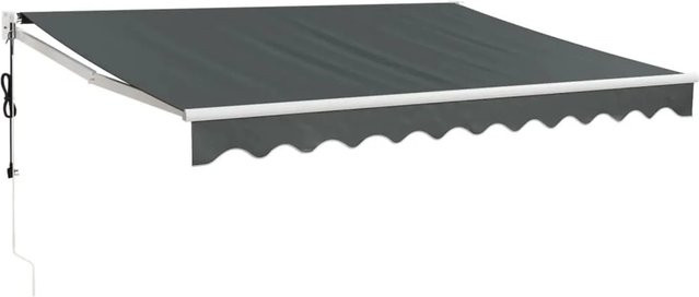 Furnicato Elektrische Markise mit Kurbel aus Polyester in Anthrazit, Breite: 3,5 m, Ausladung: 2,5 m - Bild 1