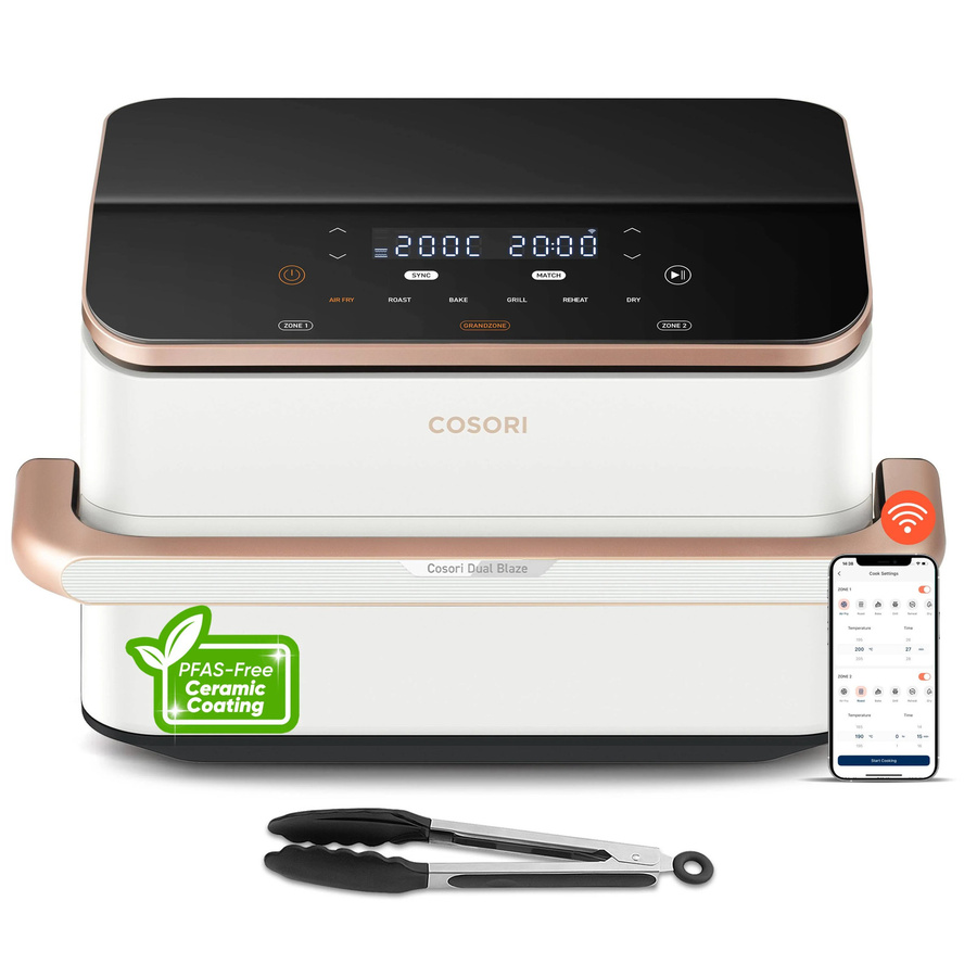 COSORI DualBlaze TwinFry Heißluftfritteuse mit App-Steuerung und Grillfunktion, 10 l, Weiß - Bild 2