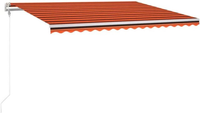 vidaXL Automatische Markise mit LED und Windsensor aus Aluminium und Polyestergewebe, Farbe: Orange/Braun, B/T/H: 400 x 300 x 215 cm - Bild 1