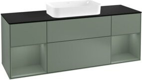 V&B Waschtischunterschrank Finion mit Wandbeleuchtung, Breite: 160 cm, Tiefe: 50,1 cm, Höhe: 50,1 cm, lackiert in Olivgrün - Bild 1