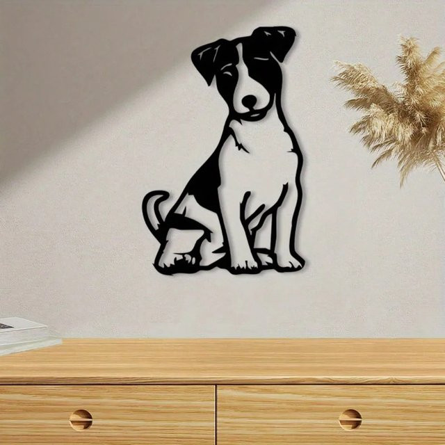 CIFBUY Vintage Jack Russell Terrier Wandkunst aus Metall in Schwarz - Bild 1