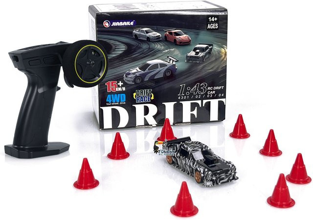 Wheelfun RC Drift Auto, Mini RC Rennwagen, 1:43, ferngesteuert, 4WD - Bild 1
