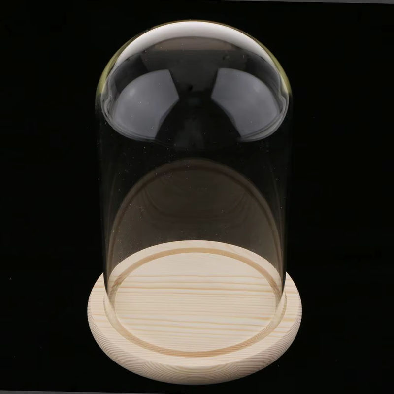 Kesoto Glasgefäßkuppel mit braunem Holzsockel, runde Mikro-Landschaftshalter Vase im skandinavischen Design, transparent - Bild 6