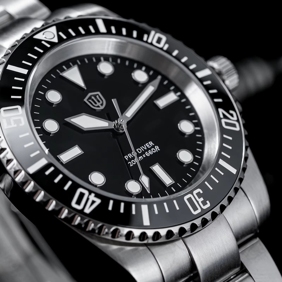 Watchdives Armbanduhr, Quarz, Edelstahl, Schwarz, Saphirglas, Herren - Bild 5