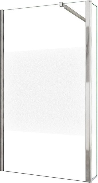 AICA Walk In Duschkabine mit Flipper Panel aus 8mm ESG Glas mit Milchglasstreifen und Nano-Beschichtung, B/H: 140 x 200 cm plus 40 x 200 cm - Bild 1