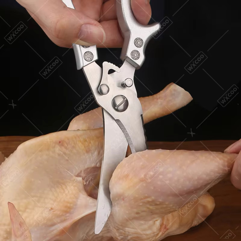 WXCOO Multifunktions-Küchenschere aus Edelstahl in Silber zum Schneiden von Fisch, Gemüse und Geflügel - Bild 3