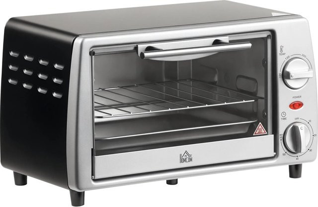 HOMCOM Minibackofen aus Metall mit gehärtetem Glas in Silber, Volumen: 36,5 l, B/T/H: 26 x 36,5 x 22 cm - Bild 1