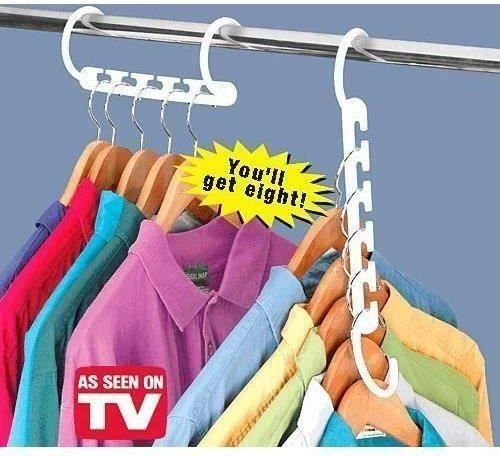STEL ORA Magic Hanger Platzsparender Kleiderbügel 8er-Set aus Kunststoff in Weiß - Bild 1