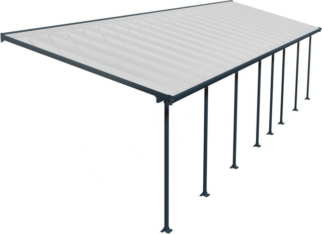 Palram Canopia Terrassenüberdachung Feria in Anthrazit mit integrierten Regenrinnen und Click N´ Lock Dachverbindungssystem, B/T: 1220 x 300 cm - Bild 1