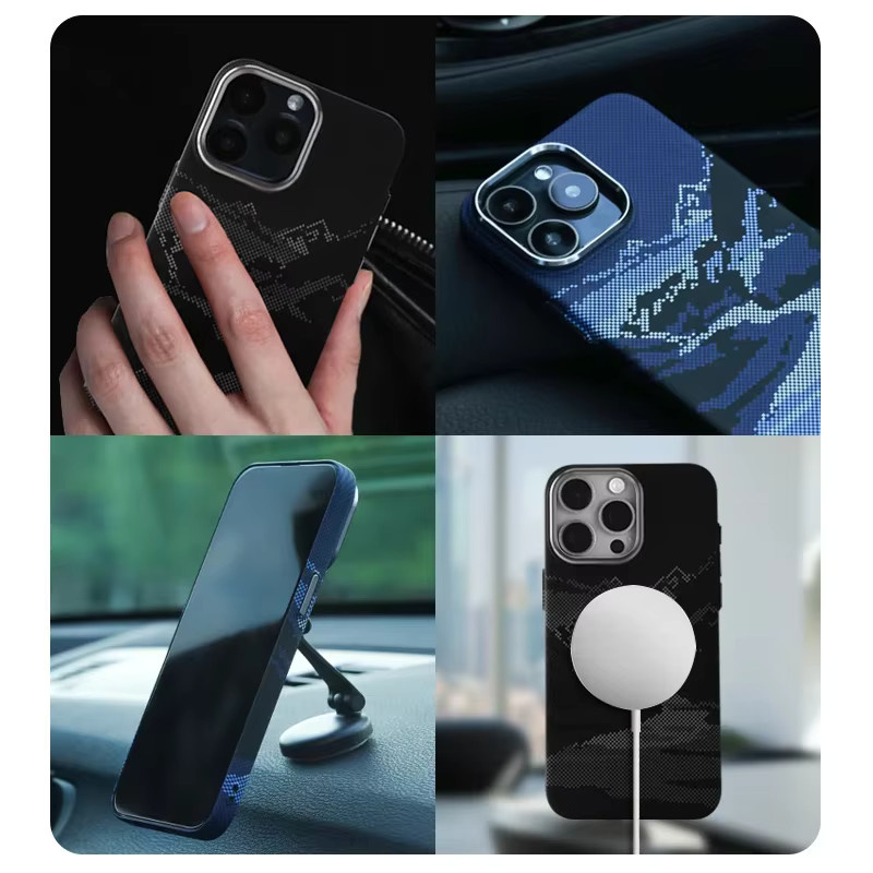 Apple MagSafe Handyhülle mit abstrakter Landschaftszeichnung für iPhone 17 16 15 14 Pro Max, Multicolour, PC-Abdeckung mit Linsenschutz und kabellosem Laden - Bild 2