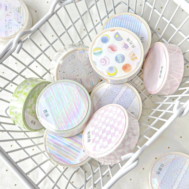 Agugu Washi-Papierband Light Fiber Series mit Sternzugstreifen in Pink und Multicolour - Bild 1