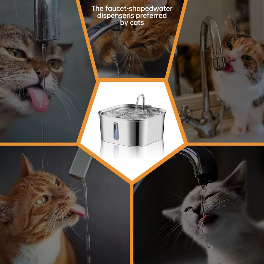 ZYFeeder Automatischer Trinkbrunnen aus Edelstahl für Katzen und Hunde, 7 l, Silber - Bild 4