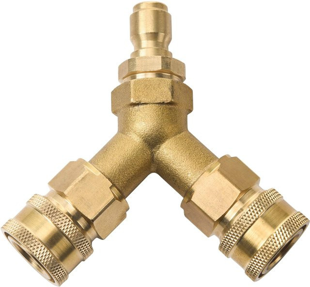3/8 Zoll Messing Hochdruckreiniger Splitter mit Dual Gun Quick Connect für 5000 PSI in Gold - Bild 1