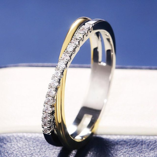 Huitan Ring, X-Form Kreuz, CZ Stein, Damen, Größe 7 - Bild 1