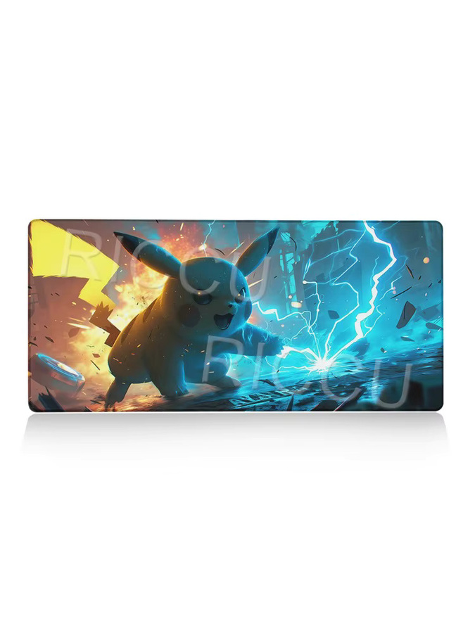 Potdemiel Gaming Mauspad Pikachu Japan Anime Design, Bunte Schreibtischunterlage für PC und Laptop, Mehrfarbig - Bild 5