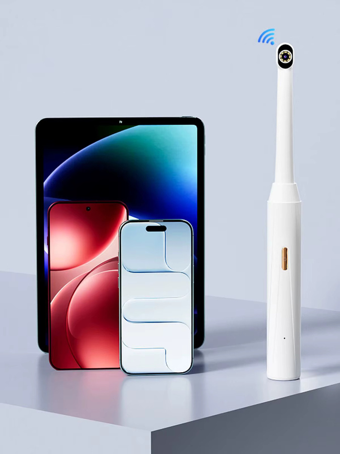 BUMBORN WLAN-Endoskopkamera 1080P HD für iOS und Android, weiße Inspektionskamera mit 8 LED-Leuchten und 250mAh Akku - Bild 2