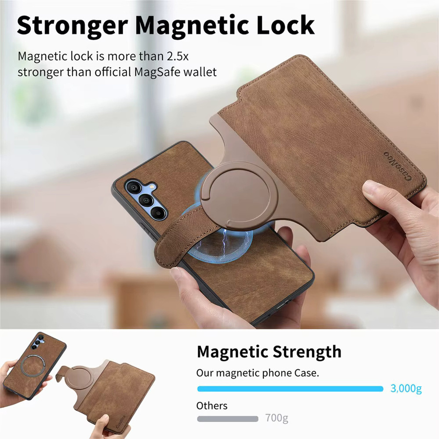 Magnetische 2-in-1 Lederhülle für Realme 14 als Luxus-Brieftasche-Cover in Pink oder Braun - Bild 5