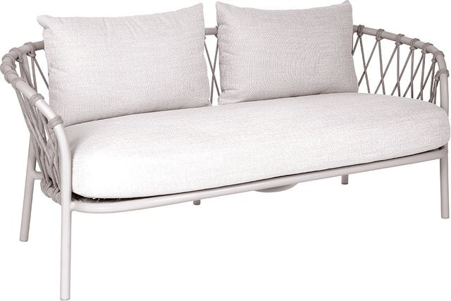 Stern Klea Lounge Sofa aus Aluminium in Greige mit Kordel-Bezug und Kissenset in Vanilla - Bild 1