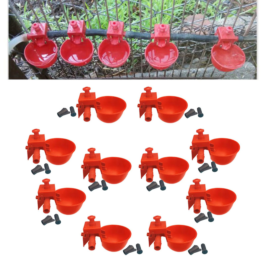 Serenable 10er Pack Automatische Geflügel-Trinkbecher für Hühner aus Kunststoff in Rot - Bild 3