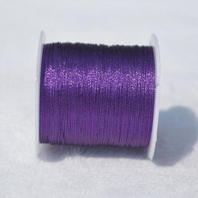Handgefertigter Metallfaden Gold und Silber als Wickelfaden in Violett mit 9 Strängen - Bild 1
